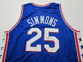 Ben Simmons / Philadelphia 76ers / Autographed 76ers Blue Custom Jersey /
