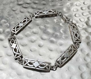 Vintage 925 Sterling Silver Celtic Design Style Panel Bracelet Bangle
