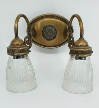 Vintage Light Fixture Vanity Lamp Bathroom Kitchen Wall Mount Brass Finish 2bulb