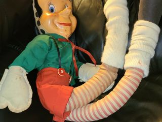 Vintage 36 " Pinocchio Toy Doll Music Box Cloth Plush Stuffed Plastic Face Disney