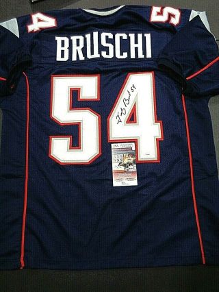 Tedy Bruschi England Patriots Autographed Custom Blue Jersey W - Jsa