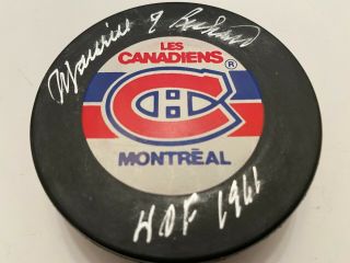 Maurice Richard Montreal Canadiens Autographed Auto Signed Hockey Puck Hof 1966