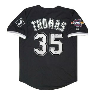 Frank Thomas Signed Chicago White Sox 2005 World Series Alt Black Jersey Bas