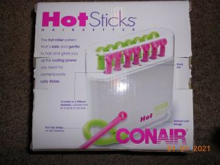 Conair Hot Sticks 14 Hot Curlers Vintage Model Hs18g Green And Pink Electric