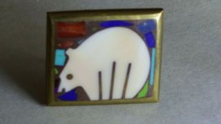Vintage Turza Wells & Andrew Shows Inlay Brooch Southwestern Bear Hand Made