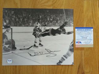 Vintage Bobby Orr Signed 1970 Stanley Cup Champions Goal Photo Boston Bruins Psa