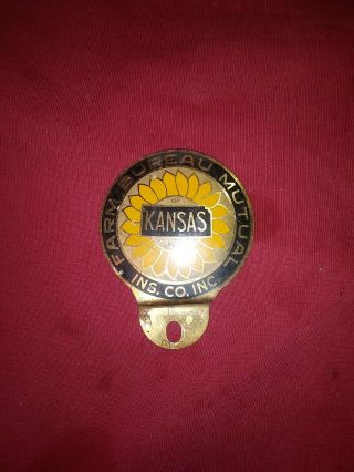 Vintage License Plate Topper Farm Bureau Mutual Ins.  Co.  Inc.  Kansas