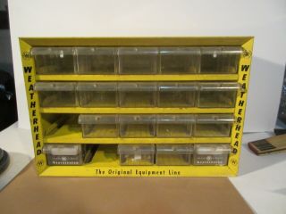 Vintage Weatherhead Yellow Metal Storage 20 Drawer Parts Cabinet