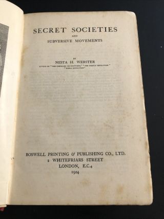 Secret Societies and Subversive Movements / 1924 Edition 2