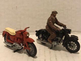 Vintage Britains Ltd Motorcycles - Civilian Rider On Bmw And Honda Benly 9693