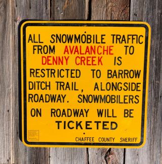 Vintage Retired Snowmobile Trail Sign Thick Aluminum 30x30 Sw Colorado Old Sign