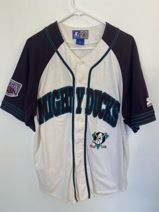 Rare Vintage Starter Nhl Anaheim Mighty Ducks Baseball Jersey Size Large