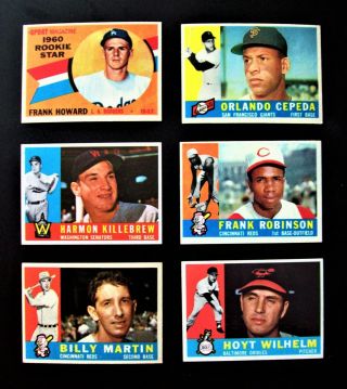 (6) Vintage Topps 1960 Baseball Cards Cepeda/killebrew Ex,  To Nm