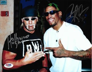 Dennis Rodman & Hulk Hogan Signed Nwo 8x10 Photo Psa/dna Wwe Wcw Autograph