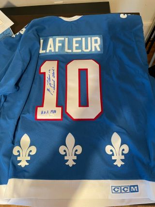 Guy Lafleur Signed Jersey Quebec Nordiques " Diamond Blond  H.  O.  F.  1988 " Ccm Jsa