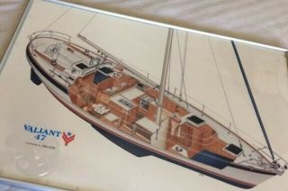 Valiant Yachts 47’ Sailboat - Vintage Framed Illustration Of This Famous Sailboat