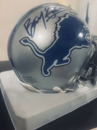 Barry Sanders Detroit Lions Signed Autograph Mini Helmet Hof 04 Inscription