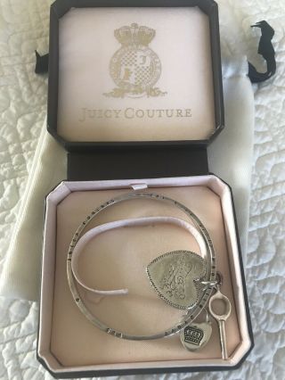 Vintage Juicy Couture Charm Bracelet Marked.  925 Sterling Heart Lock Key
