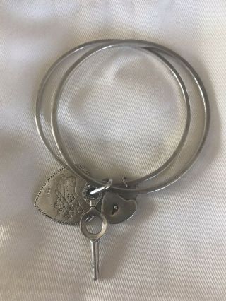 Vintage Juicy Couture Charm Bracelet Marked.  925 Sterling Heart Lock Key 2