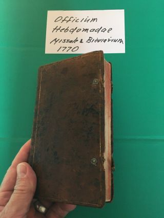 1770 Catholic Latin Leather Book - Hebdomadae Missale & Breviarium Romanum