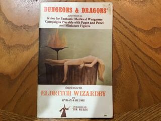 Dungeons And Dragons Eldritch Wizardry Supplement 3,  9th Printing 1979 Gygax