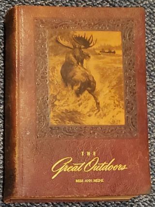 ☆rare 1946 Leather Bound Gold - Edge Book:the Great Outdoors,  Hunting Fishing Book☆