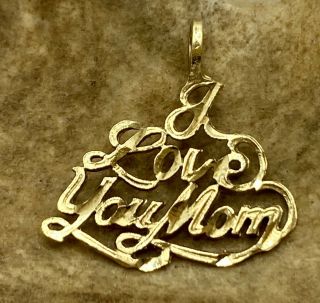 Vintage 14k Yellow Gold I Love You Mom Pendant Scrap Or Use 0.  8g