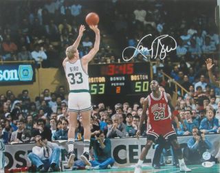 Larry Bird Boston Celtics Signed/auto 16x20 Photo W/ Jordan Beckett 156895
