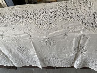 Off White Vintage Quaker Lace Dinner Table Cloth Baroness Pattern 5120 72 X 108