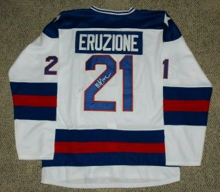 Mike Eruzione 1980 Team Usa Hockey Signed Jersey Miracle On Ice Gold Medal
