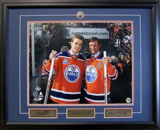 Connor Mcdavid & Wayne Gretzky Edmonton Oilers Rexall 26x32 Facsimile Auto Frame