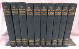 The American Educator Encyclopedia Complete Set Of 10 Volumes 1948 Embossed Blue