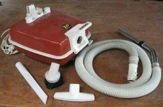 Vintage Eureka 2.  0 Hp Canister Vacuum Cleaner W/ Hose,  3 Tools