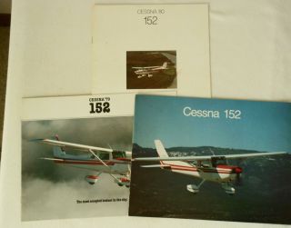 3 Vintage Cessna 152 Airplane Color Sales Brochures 1979,  1980,  1981,  Originals