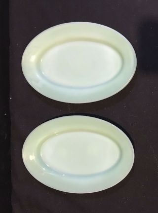 2 Fire King Jadeite Oval Platters Plates Vintage Restaurant Ware 9.  5 Jadite