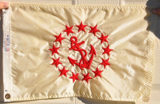 Vintage Nautical Yacht Sailboat Ensign Flag Fouled Anchor 13 Stars White Field