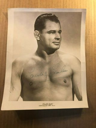 Extremely Rare Early Autographed 8/10 Wrestling Photo Sándor Szabó Champion 40s