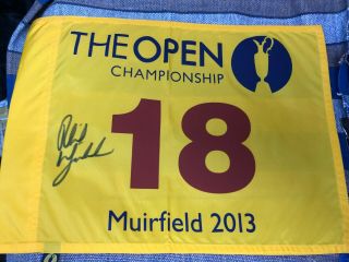 Phil Mickelson Signed 2013 Muirfield British Open Championship Golf Flag Us Auto