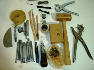 Vintage Leather Embossing Stamps And Tools And Grommets