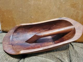 Large Old Primitive Heavy Hand Carved Wooden Scoop Shovel 12 " Long Vintage Rare