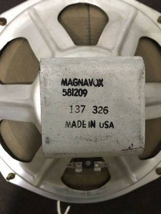 Vintage Magnavox 12” Woofer 8 ohm 581209 137330 From Micromatic Cabinet 2