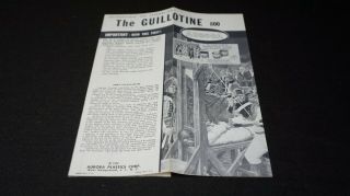 Vintage 1964 Aurora Instruction Sheet For The Guillotine Model Kit 800