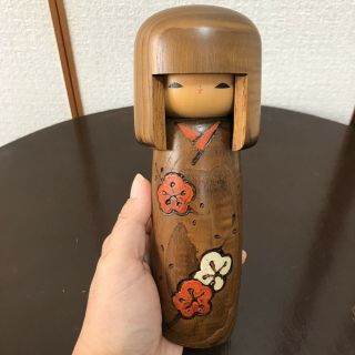 Japanese Vintage Kokeshi Doll Usaburo Wooden 7.  08inches 18cm Jp Seller