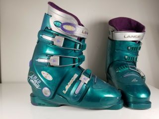 Vintage Lange Womens Mid System Double Flex Downhill Ski Boots Size 9 - 26.  5
