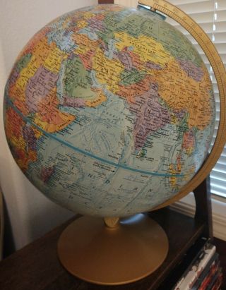 Vintage Retro Replogle 12 " World Nation Series Spinning Globe Usa Made
