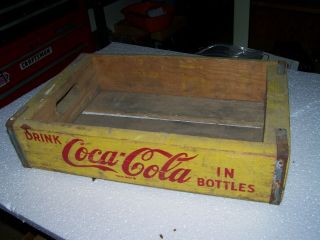 Vintage Drink Coca - Cola Wooden Case Box Yellow Red Soda Sign Crate - Chattanooga
