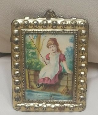Dollhouse Miniature Artisan Wall Art Picture Large Painting Gold Frame Vintage