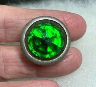 Vintage Green Glass Jewel Bicycle Reflector Motorcycle Rat Rod Hot Rod