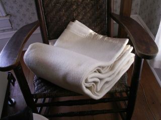 Vintage Wool Blanket Kenwood 68 X 82 Inches Cream