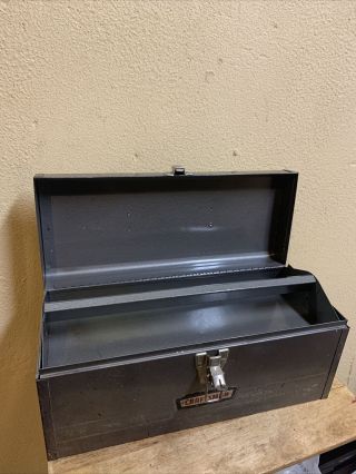 17”l X7.  5hx7 Deep Vtg Craftsman Metal Gray Tool Box With Tray No 65013/usa